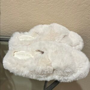 Rachel Zoe Cream Plush Slippers